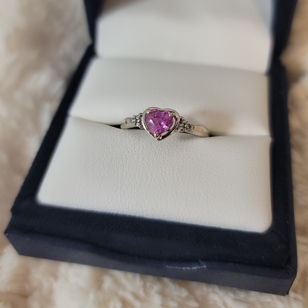 Heart-Shaped Pink Sapphire White Gold Ring